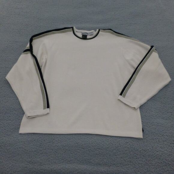 VTG Obermeyer Sweater Mens Large Wool Acrylic Beige Y2K Knit Pullover Crew Neck - Picture 1 of 10
